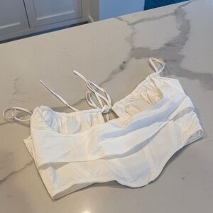 House of CB White Ruched Crop Top